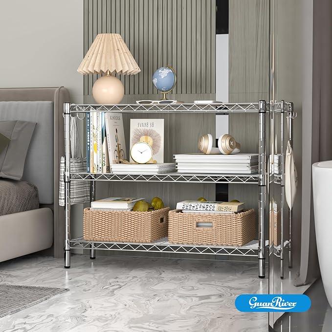 3-Shelf Adjustable Metal Shelf Wire Shelving Storage Rack for Office,Kitchen,Bedroom,Bathroom,Laundry,Pantry Basement,Garage(Chrome,36" L x 14" W x 30" H) - NeatNest