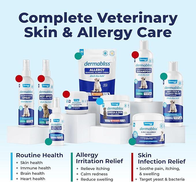 Vetnique Dermabliss Hot Spot Treatment for Dogs - Antiseptic Medicated Chlorhexidine Spray - Vet Recommended for Skin Infections, Hot Spots & Irritation (Hot Spot Spray, 8oz) - NeatNest