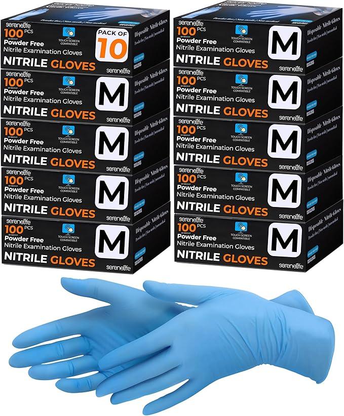 Serenelife Soft Industrial Gloves, Nitrile and Vinyl Gloves, Powder-Free, Textured Grip, Ideal for Cleaning, Food Service, Automotive, Household Work - NeatNest