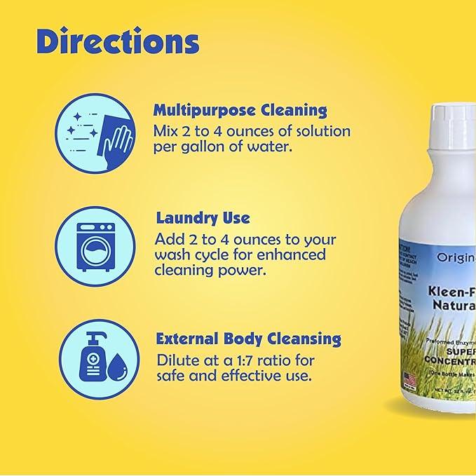 Naturally Enzyme Cleaner, Original Scent, 32oz - Concentrated, Multi-Purpose, Clean, Formula for Laundry, Grout, and Hard Surfaces - NeatNest