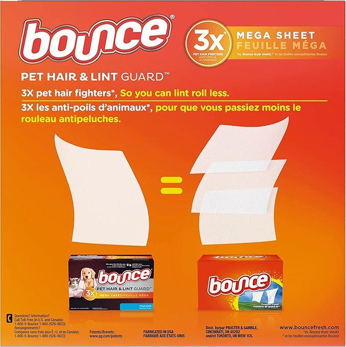 Bounce Fabric Softener Sheets, Fresh Scent, 180 Count | Pet Hair and Lint Guard | Pack of 2 | 3X Pet Hair Fighters - NeatNest