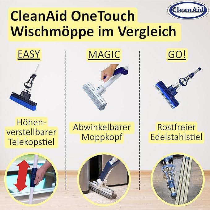 OneTouch GO! Floor Cleaner, Floor Mops, Sponge Mops, Mop with Wringing Function (4 x Refill Sponge) - NeatNest