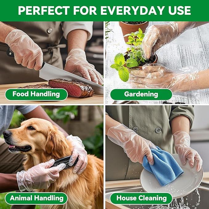 Plastic Gloves Disposable, Latex & Powder Free, Oil-Proof, Thick Clear Gloves Safe for Food Handling, Cooking, Kitchen - NeatNest