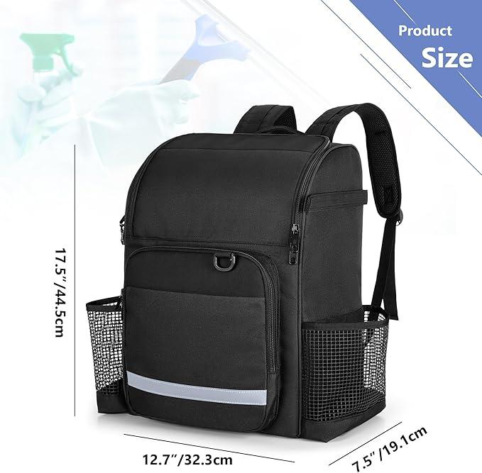 LoDrid Cleaning Bag with Thickened Adjustable Shoulder Straps, Large Cleaning Caddy Organizer with Multiple Pockets for Cleaning and Housework, Black (Patent Designed) - NeatNest