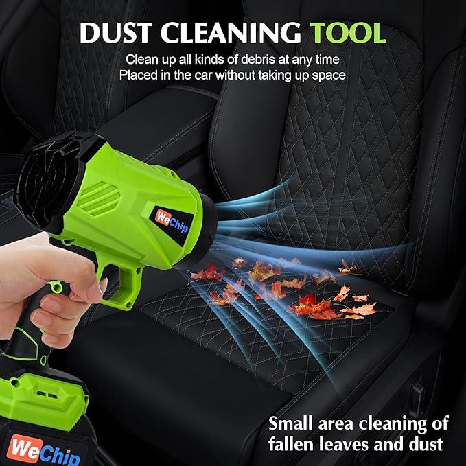 Leaf Blower Cordless 800,000 RPM with Battery and Charger,Lightweight Electric Handheld Blower with 3 Replaceable Air Nozzles Used for Lawn Care, Yard Cleaning, Snow Blower, Dust Collector (Green) - NeatNest