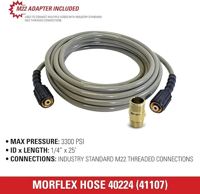 Simpson Cleaning 40224 Morflex Series 3300 PSI Pressure Washer Hose, Cold Water Use, Inner Diameter, Natural, 25-Feet (1/4 Inch) - NeatNest