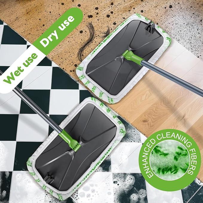 MASTERTOP Dust Mop for Hardwood Floors, Extra Large Microfiber Flat Mop with 5 Wet & Dry Reusable Pads, Hardwood Mops with Telescopic Handle for Laminate, Tile, Vinyl - NeatNest