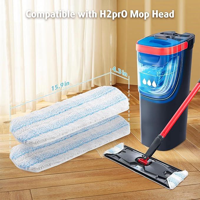 AIR U+ Mop Replacement Pads for O Cedar H2prO Flat Mop System, 2 Pack Mop Pads, Machine Washable Reusable Microfiber Mop Heads Replacements for O-Cedar H2Pro Refills Clean for All Floors Types - NeatNest
