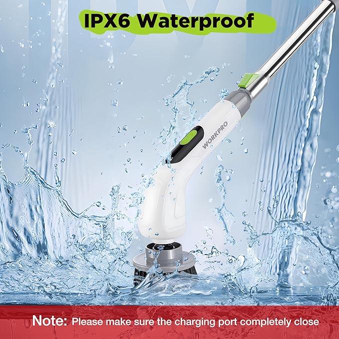 WORKPRO Electric Spin Scrubber, Cordless Cleaning Brush, 3-Speed, Long Adjustable Handle & 8 Replaceable Brush Heads, Waterproof Scrubber for Bathroom, Kitchen, Bathtub, and Floor, for Women - NeatNest
