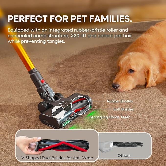 KIPMAX Cordless Vacuum Cleaner, 50KPa 550W Stick Vacuum for Home, 70Mins Anti-Tangled Vacuum Cleaner for Pet Hair/Carpet/Floor, Self-Standing Vacuum with Rechargeable Battery, LED Display&Aromatherapy - NeatNest