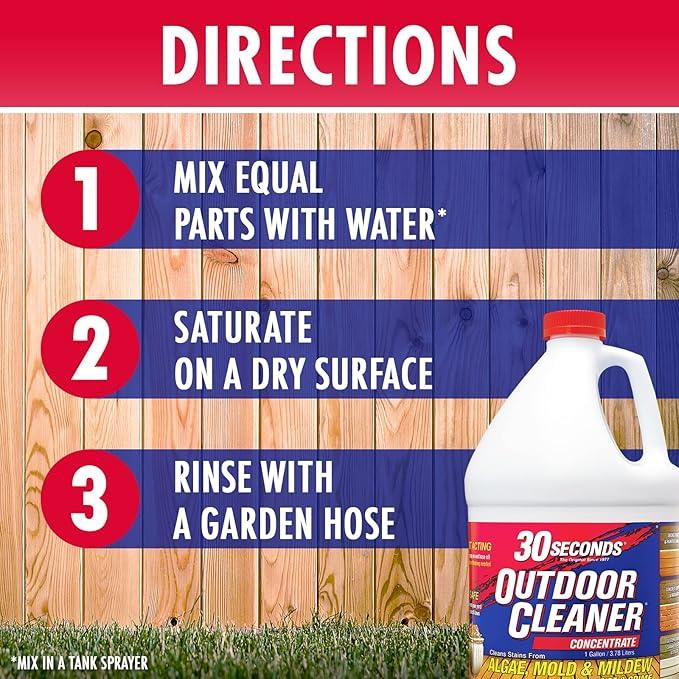 30 SECONDS Outdoor Mold & Mildew Stain Remover | Concentrate | 128 fl. oz. & Outdoor Cleaner 1 Gallon Pump Sprayer Bundle - NeatNest