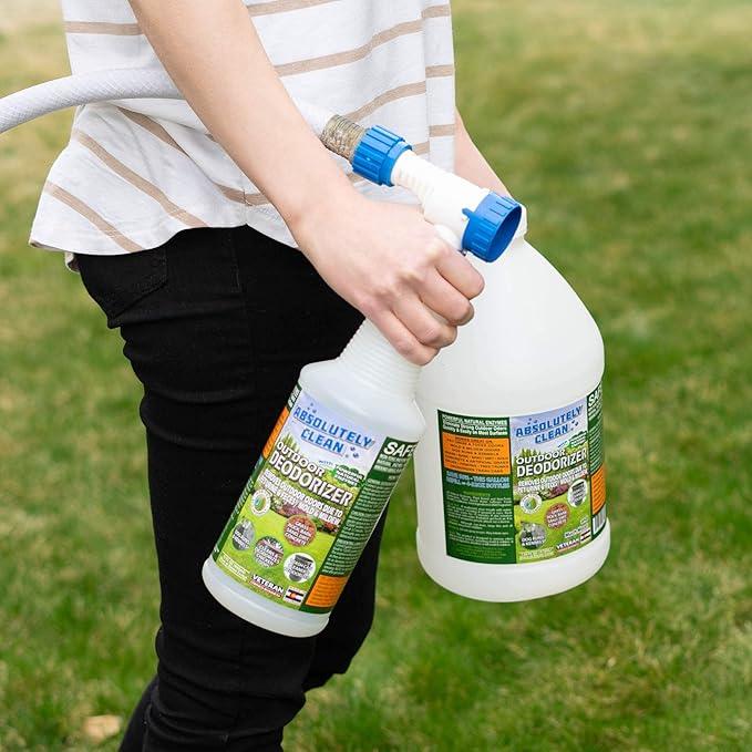 Amazing Outdoor Deodorizer odor eliminator Natural Enzyme Just Spray & Walk Away Grass, AstroTurf, Dog Runs, Patios, Decks, Fences & More Vet Approved - 128oz odor eliminator for strong odor - NeatNest