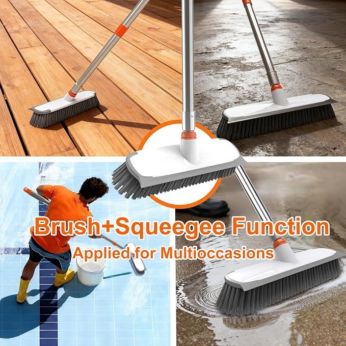 Floor Scrub Brush with Long Handle, Stiff Bristles Deck Brush, BITOPE Multi-Purpose Heavy Duty Hardwood Floor Scrubber, Cleaning Concrete Balcony Patio Garage Outdoor/Indoor - NeatNest