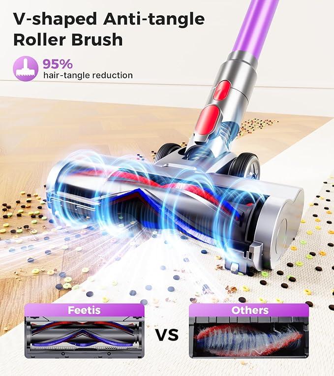 Cordless Vacuum Cleaner, 550W 45Kpa Vacuum Cleaners for Home, 60Mins Stick Vacuum with LED Display, Self-Standing & Anti-Tangle, 8-in-1 Wireless Vacuum for Carpet Pet Hair Hardfloor - NeatNest