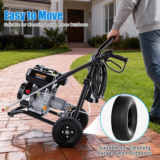 4200PSI Pressure Washer 4.0GPM Gas Power Washer 212CC Gas Powered Washing Machine Commercial High Pressure Washer with 25ft Hose&5 Nozzles for Patio Garden Yard Vehicle,EPA/CARB/ETL (Black) - NeatNest
