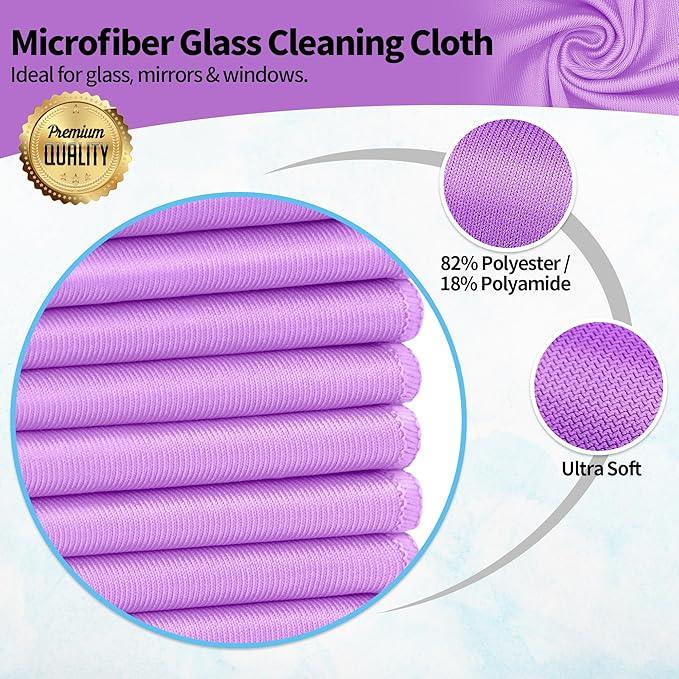 HOMERHYME Microfiber Cleaning Cloth - 10 Pack Glasses Cleaning Cloth, 16" x 14" Window Cleaning Rags, Streak Free Lint Free Polishing Cloths Wipes for Eye Glass, Stainless Steel, Windshield, Purple - NeatNest