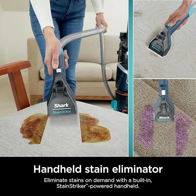 Shark CarpetXpert with Stain Striker, Upright Carpet, Area Rug & Upholstery Cleaner (Renewed) (Navy) - NeatNest