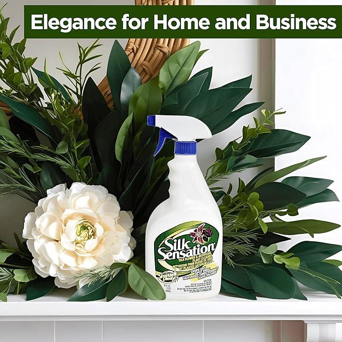 Sparkle Plenty Silk Sensation Artificial Flower & Plant Leaf Cleaner and Shine - Fake Flower Dusting Spray - Silk Plant Cleaner Spray No Wipe - Drip Dry Cleaning Supplies for Artificial Tree (32oz) - NeatNest
