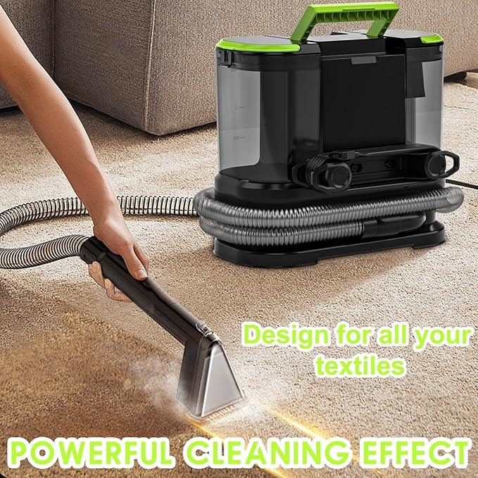 Portable Carpet & Upholstery Cleaner, Deep Cleaning for Rugs, Couch, Curtain, Car Interiors Stains, Pet & Family Friendly, 21 Kpa suction with 800W high-performance motor, 120V (Green) - NeatNest
