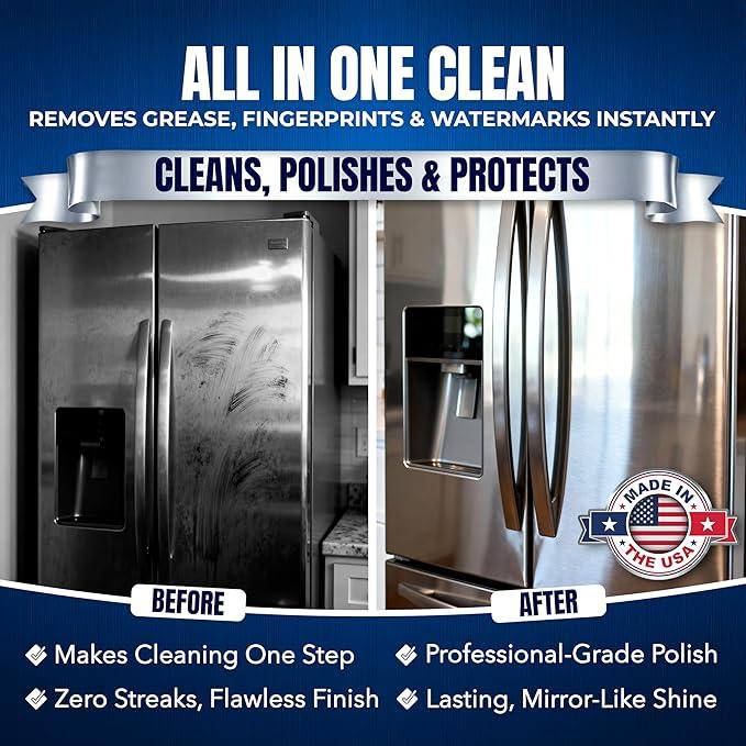 3 x 10oz Stainless Steel Cleaner and Polish - Removes Grease, Fingerprint & Watermark - Kitchen Appliances, Refrigerators, Sinks, Ovens & Grills - Streak Free Shine - Stainless Steel Cleaning Spray - NeatNest