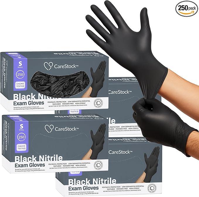 CareStock Black Nitrile Gloves Small [250 Count] – 2 mil Thin Disposable Latex-Free Exam Gloves for Medical, Cleaning, Cooking, Food Prep – Ultra-Strong with Slip-Resistant Textured Grip - NeatNest