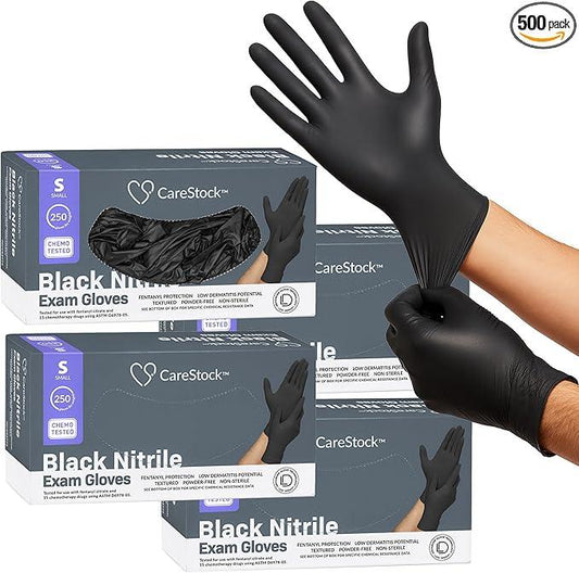 CareStock Black Nitrile Gloves Small [500 Count] – 2 mil Thin Disposable Latex-Free Exam Gloves for Medical, Cleaning, Cooking, Food Prep – Ultra-Strong with Slip-Resistant Textured Grip - NeatNest