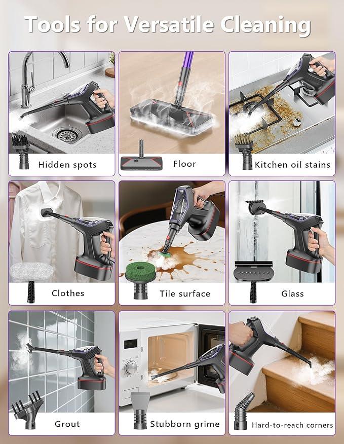 Steam Mop for Floor Cleaning, Heavy Duty All-in-One Steam Cleaner for Home with Detachable Handheld Steamer, for Hardwood, Tile, Walls, Grout, Windows, Furniture and Decks - NeatNest