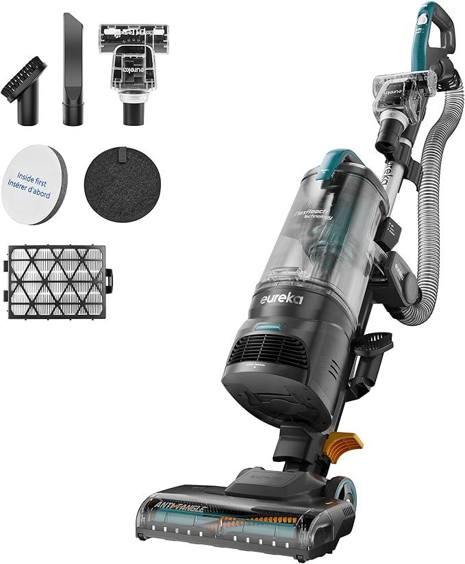Eureka FlexReach Plus Bagless Upright Vacuum Cleaner for Home,Pet Vacuum for Carpet and Hard Floor, Lift-Up Vacuum with Flooring Type Sensor, HEPA Filter,Anti-Tangle, NEU652, Green - NeatNest