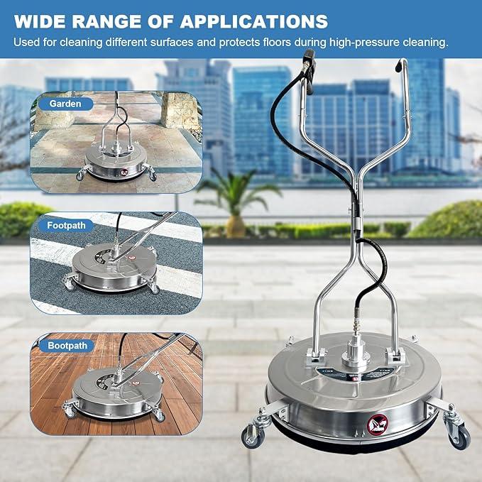 Garvee 24" Pressure Washer Surface Cleaner with 4 Wheels&Dual Handles, 4900PSI Stainless Steel Surface Cleaner Attachment for Pressure Washer for Concrete Driveway Sidewalk Deck Patio (20 in) - NeatNest
