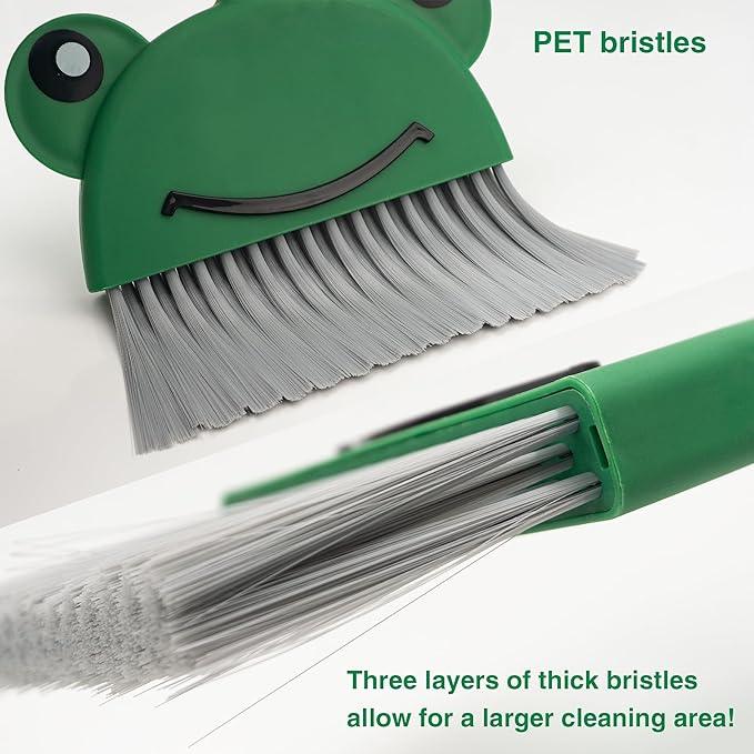 Children's Small Broom Dustpan Set Green Frog Mini Household Cleaning and Pretend Play Set - NeatNest