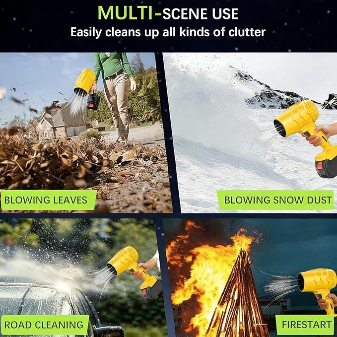Leaf Blower Cordless with Battery and Charger,21V Electric Handheld Leaf Blower, 950000RPM Powerful Fan with Adjustable Speed, Lightweight Blower for Patio, Lawn, Blowing Leaves and Snow(Yellow) - NeatNest