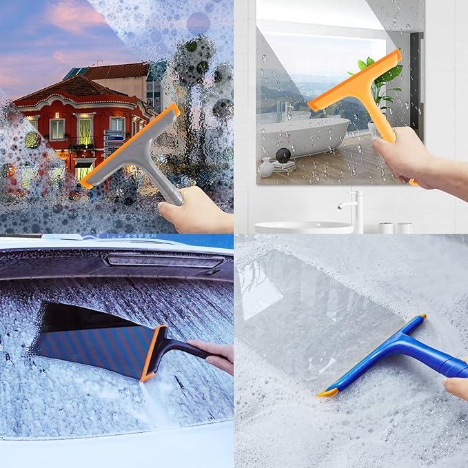 Shower Squeegee for Glass Doors, Bathroom Squeegee for Shower, Window Squeegee, Home Bathroom Silicone Cleaner Tool, Suitable for Bathroom, Kitchen, Tile, Mirror, Car Glass, by LTLUTU, 8in Blue - NeatNest