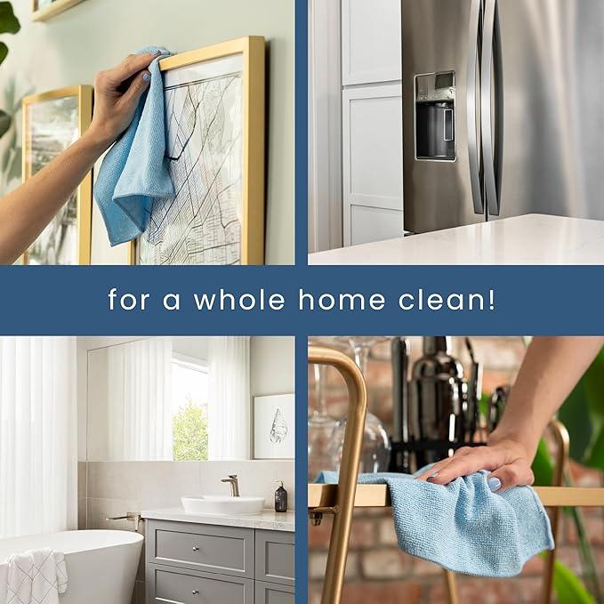 S&T INC. 50 Pack Microfiber Cleaning Cloth, Bulk Towels for Home, Reusable Microfiber Towels for Cars, Cleaning Rags, Light Blue, 11.5 Inches x 11.5 Inches, 50 Count - NeatNest
