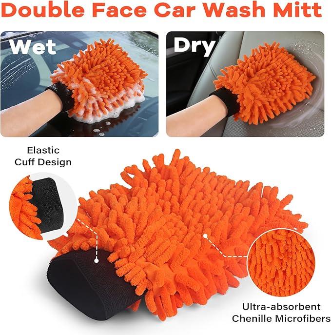 18FT Reach Car Wash Brush with Long Handle,Scratch-Free Soft Bristle Car Cleaning Kit with 3-12FT Extension Pole,Microfiber Clean Mop,Window Squeegee,Mitt,Wheel Brush for RV,Truck,SUV,Siding Washing - NeatNest