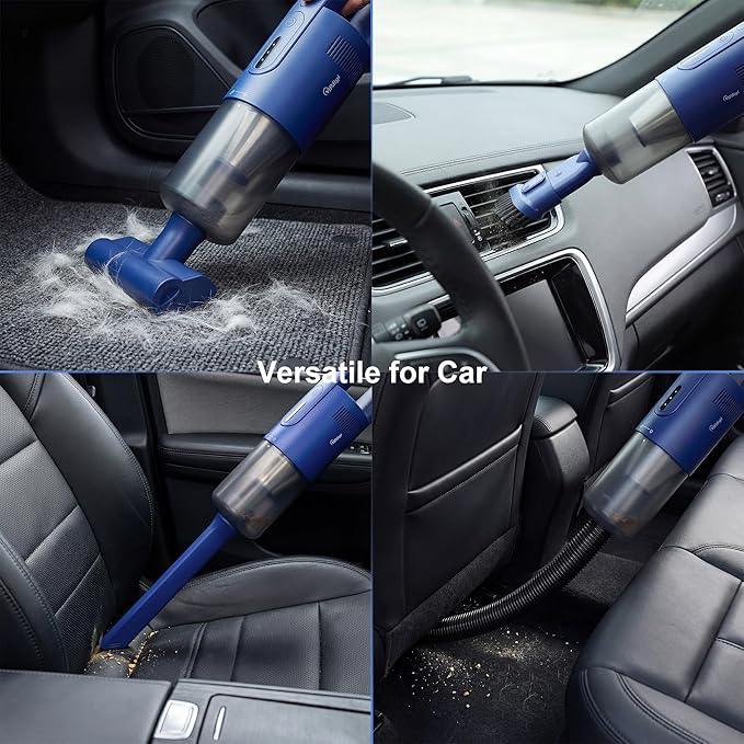 Handheld Vacuum Cordless, 5-in-1 Car Vacuum Portable Cordless 30 Mins Rapid Rechargeable Hand Vacuum Brushless Motor 19000Pa Strong Suction, Dust Busters for Car Home with 4 Nozzles, Blue - NeatNest