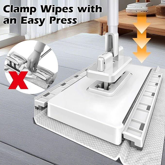 Mini Sweeper Mop,Masthome Reusable Clamp Mop with Short Stainless Steel Handle,1 Second Installation,Flat Dust Mops for House Wall,Bathroom, Windows, Corners, Includes 1 Sweeping Cloth - NeatNest