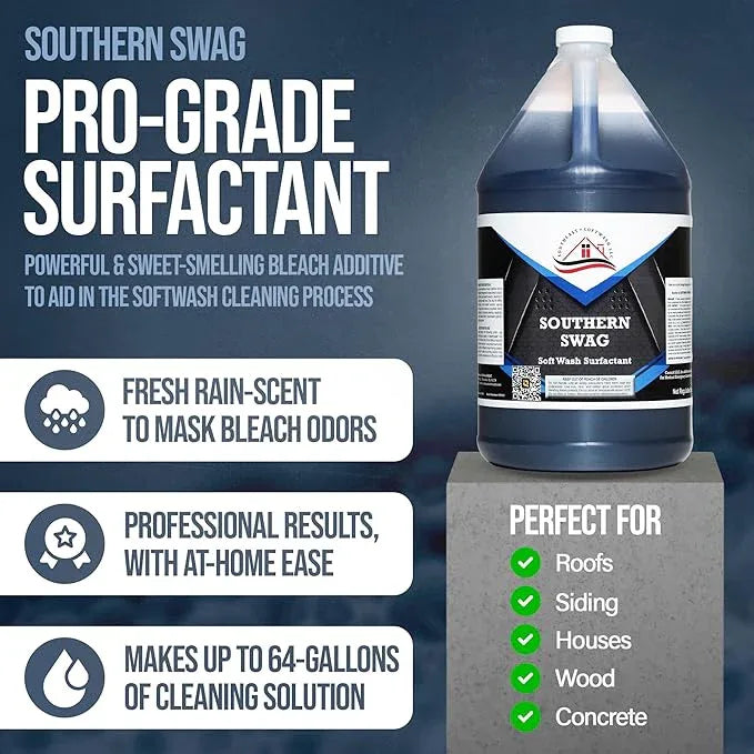 Southeast Softwash Southern Swag - Professional Exterior House Cleaner, Siding Cleaner & Roof Wash Surfactant for Pressure Washing & Soft Wash Applications | Fresh Rain Scent, 1 Gallon (4 Pack) - NeatNest