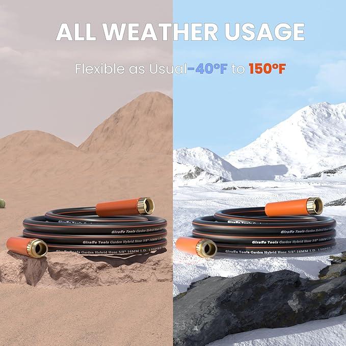 Giraffe Tools Garden Hose 12ft x 3/4", Heavy Duty Water Hose, Flexible, Hybrid Lightweight Hose with Swivel Handle, Male to Female Fittings, Burst 600 PSI - NeatNest