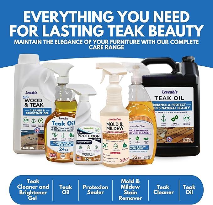 EcoDecors Loveable 32 oz Spray Bottle Teak Cleaner and Loveable Protection 16 oz Teak Sealer - NeatNest