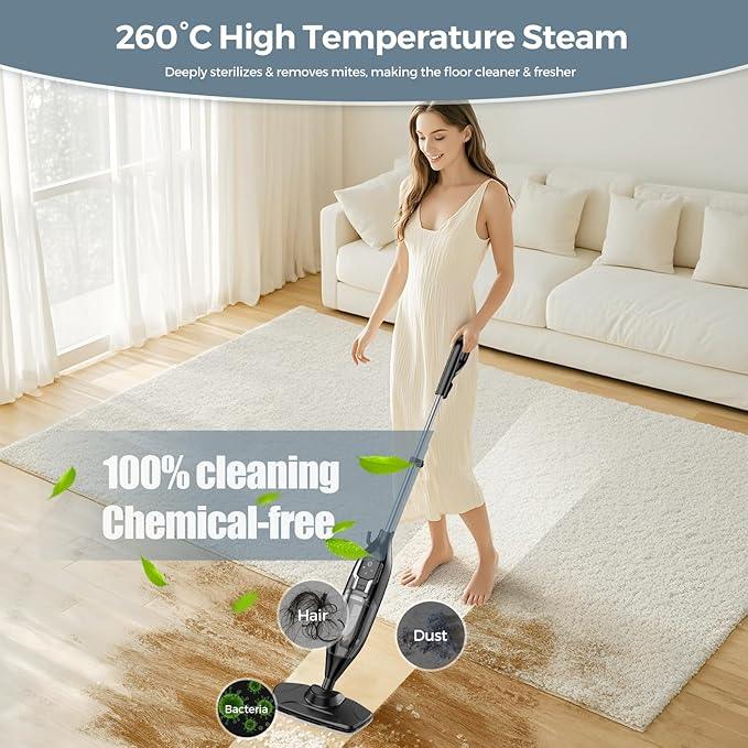 Steam Mop, 12-in-1 Powerful Handheld Steam Cleaner Detachable Steam Mops for Floor Cleaning, 565ML Removable Tank, 23FT Power Cable, MultiPurpose Steamer for Hardwood, Tile, Grout, Furniture - NeatNest
