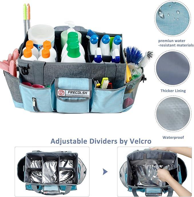 Large Cleaning Caddy for Cleaning Suppliers Organizer,15" Storage Organizer for House Clean Essential, Wearable Cleaing Bag, Storage Caddy for Housekeeping - NeatNest