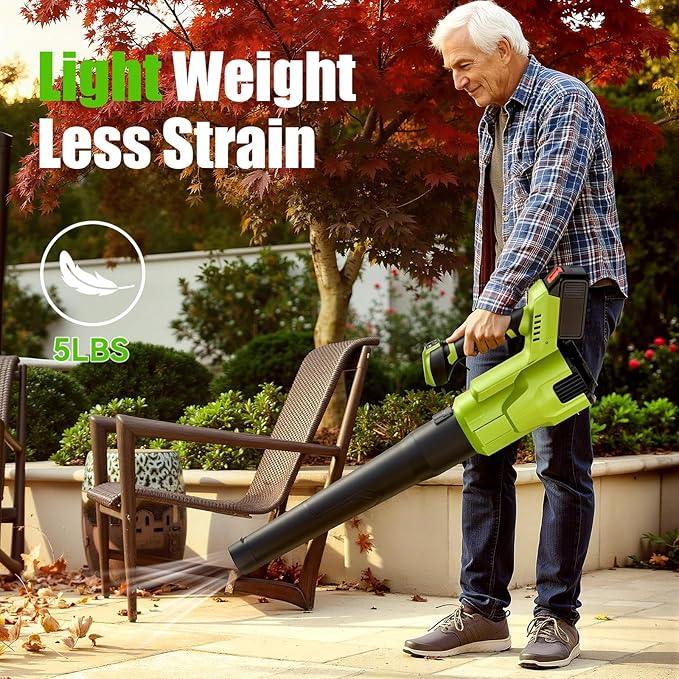 Electric Leaf Blower Cordless, 200 MPH Wind Speed, 2 x 4.0Ah Batteries, Handheld Leaf Blowers for Lawn Care, Stepless Speed Control, Portable Lightweight Grass Blower for Yard, Patio - NeatNest