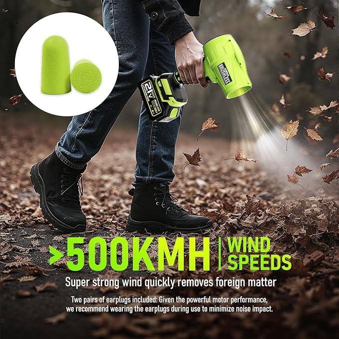 Leaf Blower Cordless with Battery and Charger,580000RPM Lightweight Mini Leaf Blower,21V Handheld Electric Blower with 2×4.0Ah Batteries & Fast Charger,Turbo Jet Blower for Lawn,Yard,Garage - NeatNest