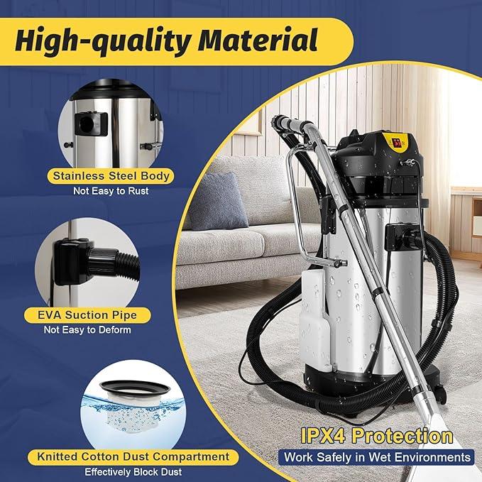 Carpet Cleaner Machine,40L/11Gal Stainless Steel Couch Cleaner Vacuuming Cleaner Floor Carpet Deep Cleaning Machine,Upholstery Carpets Extractor Cleaning for Commercial Home - NeatNest
