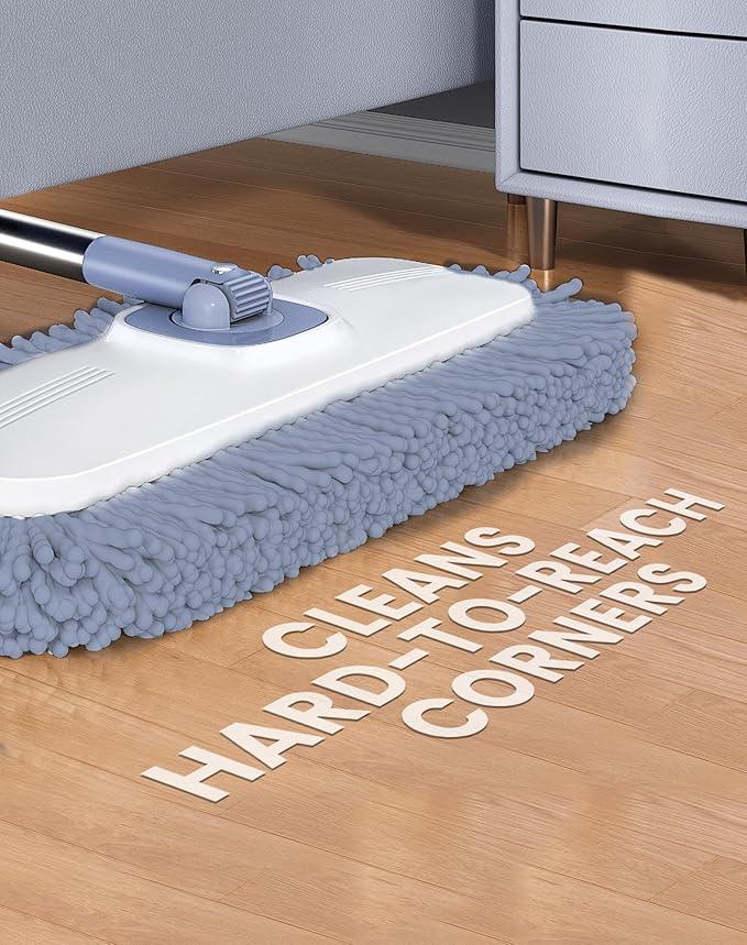 Flat Microfiber Mop and Bucket Set with Wringer, 360° Spin Mop for Floor & Wall Cleaning, 17.7x9in Wide Head, 4 Washable Pads, Hands-Free - NeatNest