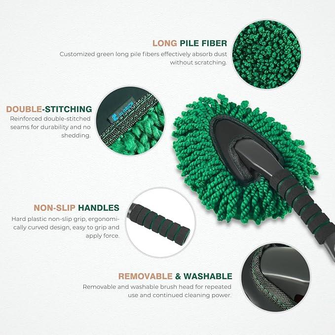 FLORICH Large Microfiber Car Duster Kit, Extendable Car Duster Exterior Scratch Free, Car Cleaning Brush Car Interior Detailing Kit, Car Cleaning Supplies for Cars RV Truck Boat - NeatNest