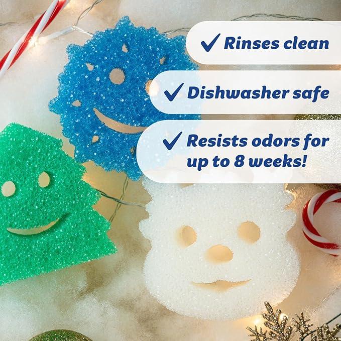 Scrub Daddy Scrub Mommy Holiday Christmas Tree Gift Box Set, Non-Scratch Christmas Cleaning Sponges for Kitchen, Dishes & Home, Dual-Sided Dish Sponges for Scrubbing, 10 Count (2 Pack of 5) - NeatNest
