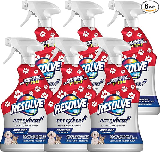 Resolve Pet Expert Stain and Odor Remover, Carpet Cleaner, Pet Stain and Odor Remover, Carpet & Upholstery Cleaner - Removes Stains and Odors, 22 oz (pack of 6)