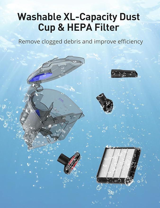 Aspiron Canister Vacuum, Upgraded 1600W Bagless Canister Vacuum Cleaner, Auto Cord Rewind, H13 HEPA Filter, 4Qt Large Capacity, 5 Tools for Hard Floors, Carpet, Pet, Upholstery, Tiles, Indigo - NeatNest