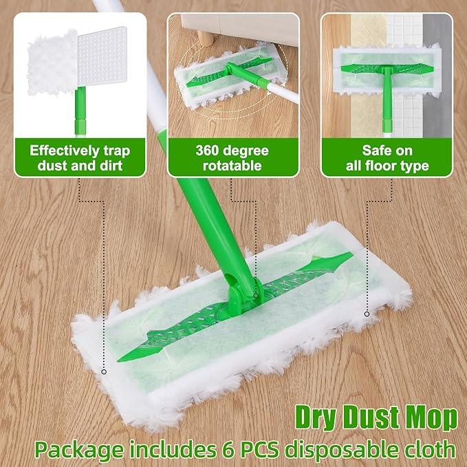 Baseboard Cleaner Tool with Handle, Extendable Long Handle Baseboard Floor Cleaning Tool Duster with Reusable Pads for Floorboard - NeatNest